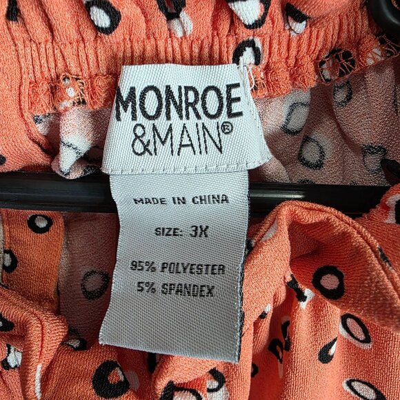 Womens Monroe and Main Peach Dot Print Sleeveless Blouse Polyester Stretch 3X - Picture 3 of 8